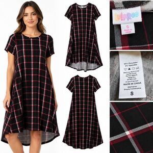 LuLaRoe Carly Dress Plaid Swing Midi Dress Size Small